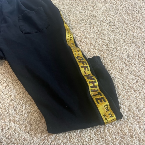 2013 MAIN LABEL OFF-WHITE YELLOW STRIPE CINCH WAIST SWEATPANTS - Picture 9 of 11
